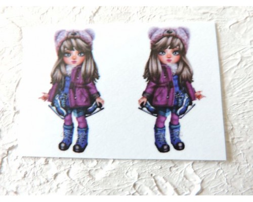 Термонаклейка "Девочка в шапочке" высота - 2,5 см (пара)