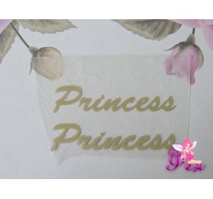 Термотрасферная надпись "Принцесса" глянец,  цв. золото 36 мм (пара)