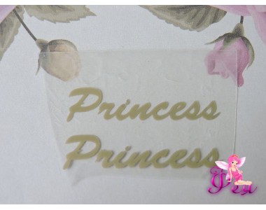 Термотрасферная надпись "Принцесса" глянец,  цв. золото 36 мм (пара)