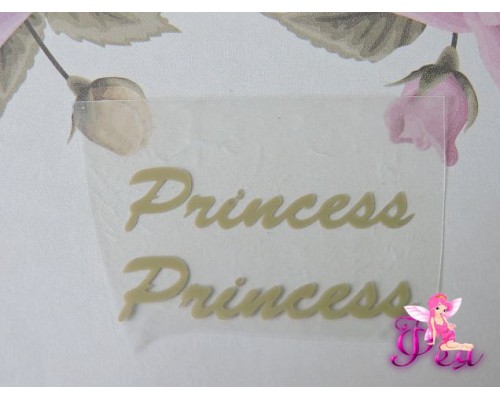 Термотрасферная надпись "Принцесса" глянец,  цв. золото 36 мм (пара)