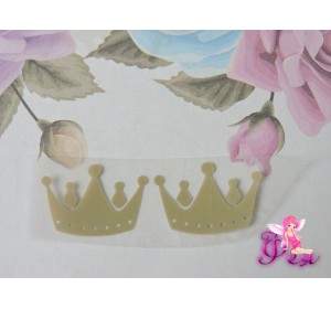 Термотрасферная наклейка "Корона" глянец, цв. золото 25*15 мм (пара)