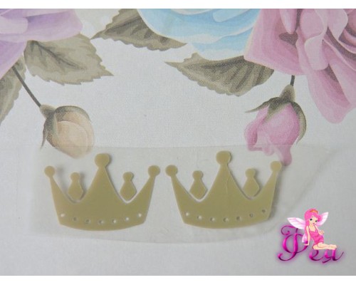 Термотрасферная наклейка "Корона" глянец, цв. золото 25*15 мм (пара)