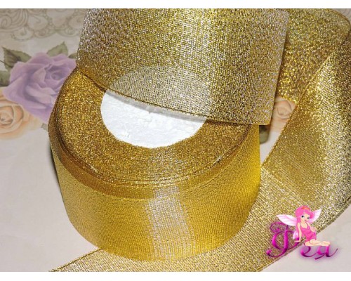 Лента парча 50 мм, золото - 1м