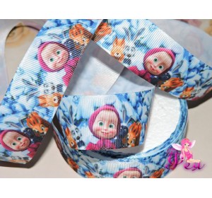 Репсовая лента с рисунком "Маша" 25мм - 1м