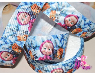 Репсовая лента с рисунком "Маша" 25мм - 1м
