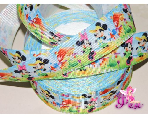 Репсовая лента с рисунком "Мики" 25мм - 1м